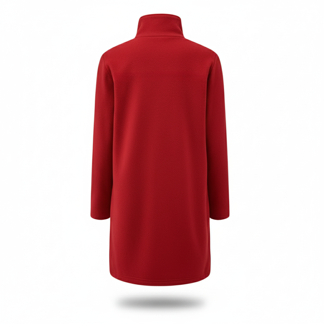 Women's wool blend coat with classic button closure and straight cut
