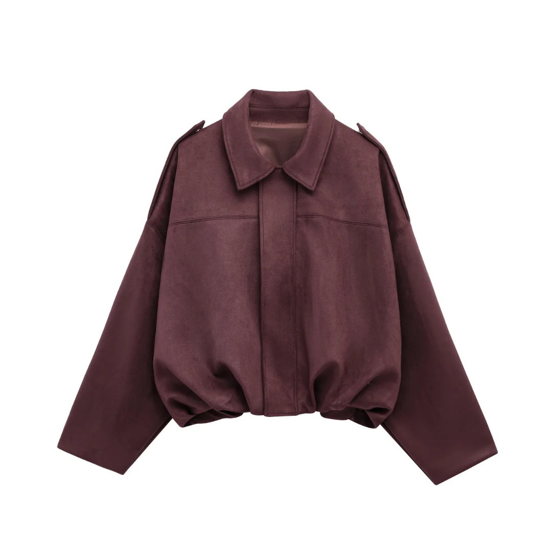 Celrien | VelvetAir Jacket Suede Women's Bomber Jacket with Zipper