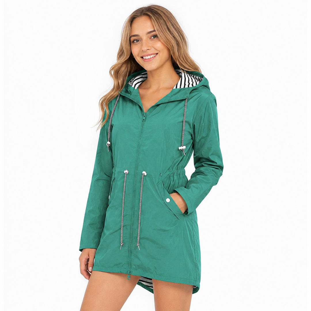 Celrien | Women's Long Waterproof Rain Coat with Hood – Lightweight Casual Coat