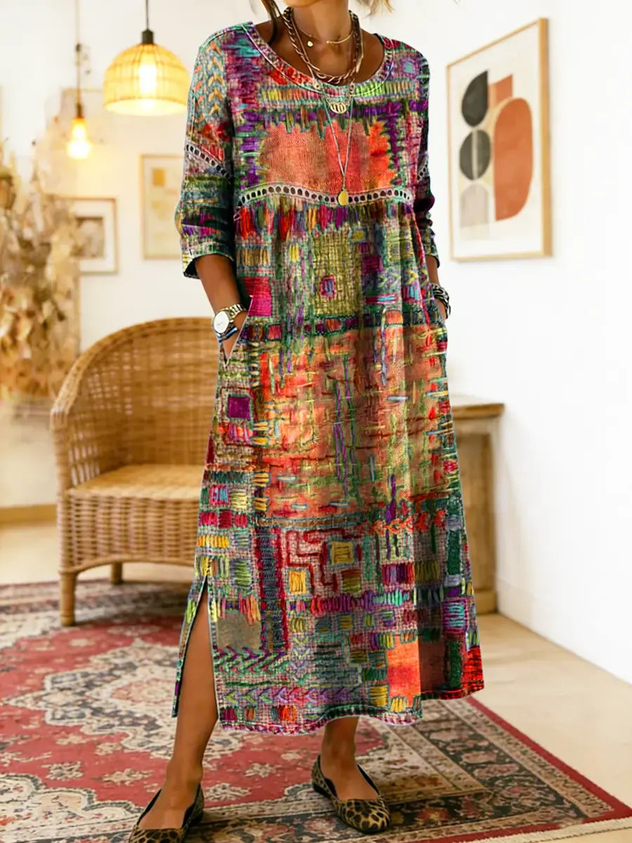 Dress with Ethnic Patchwork