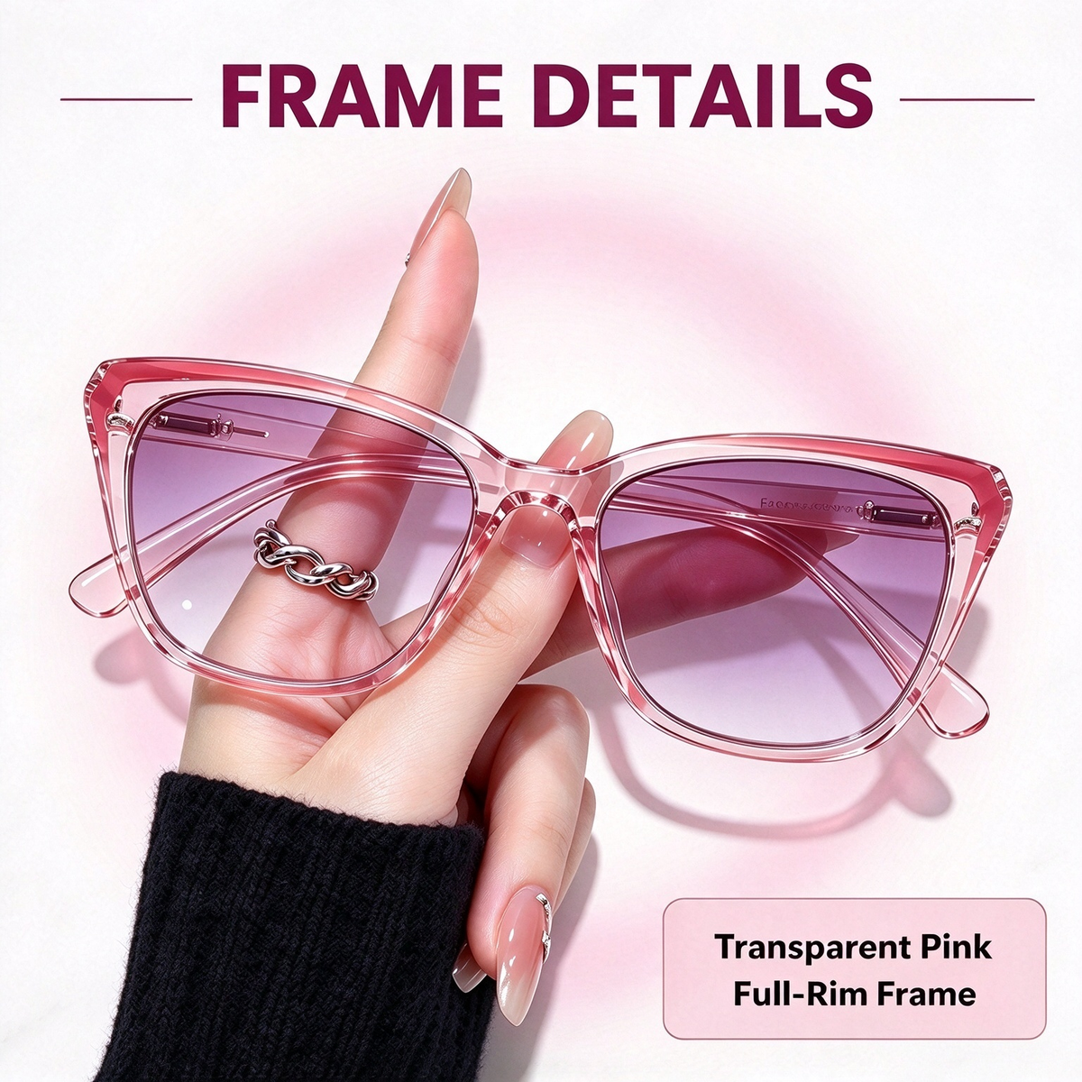 Progressive Photochromic Readers for Women, Pink Square Multifocal Reading Glasses