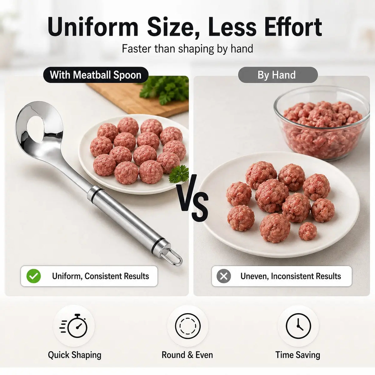 Stainless Steel Meatball Maker Spoon, Non-Stick Meat Ball Extrusion Scoop