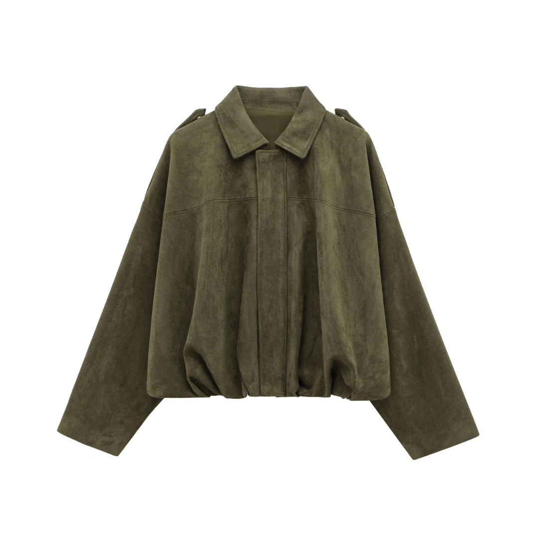 Celrien | VelvetAir Jacket Suede Women's Bomber Jacket with Zipper