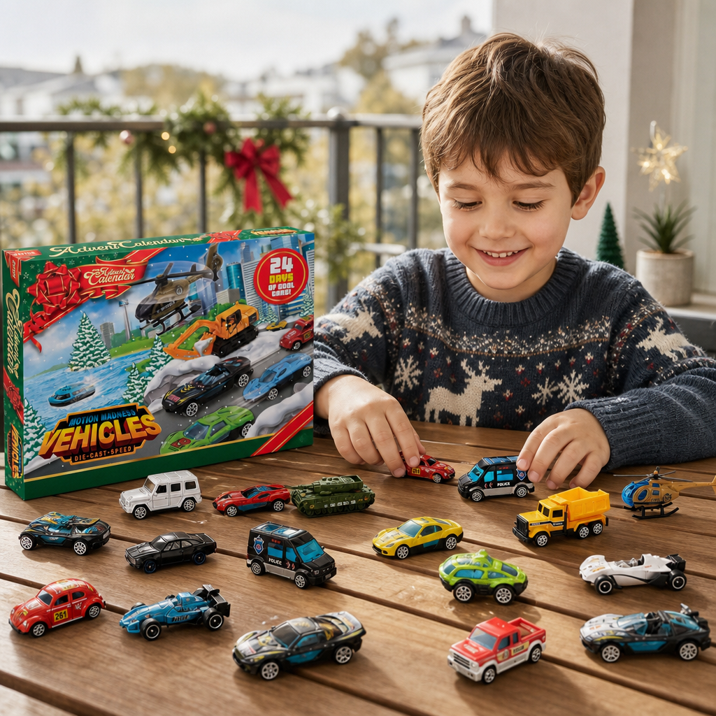 Advent Calendar with Die-Cast Cars for Christmas for Children