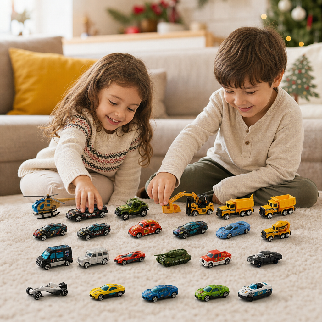 Christmas Advent Calendar with Die-Cast Cars for Kids