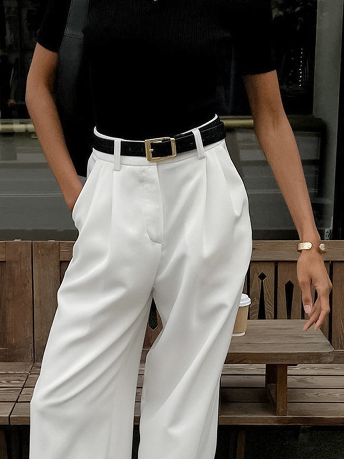 Celrien | Women's Wide-Leg Belted High-Waist Pants