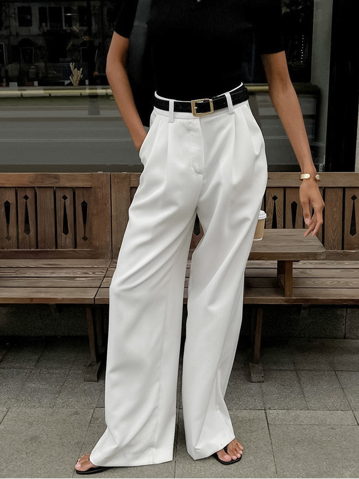 Celrien | Women's Wide-Leg Belted High-Waist Pants