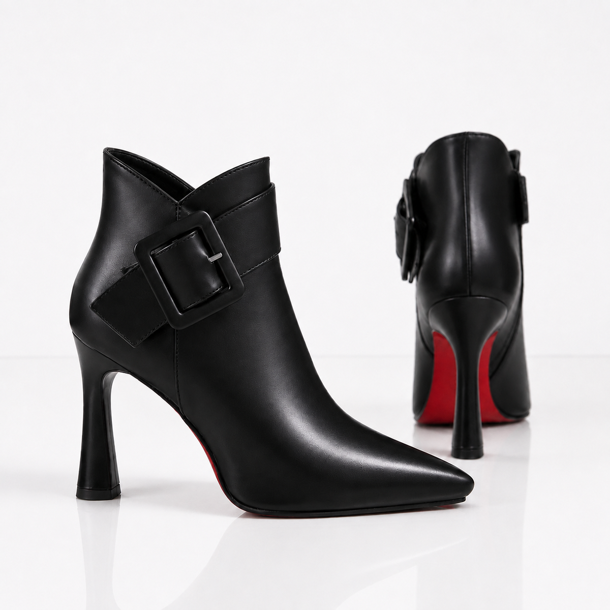 Leather Buckle Ankle Boots