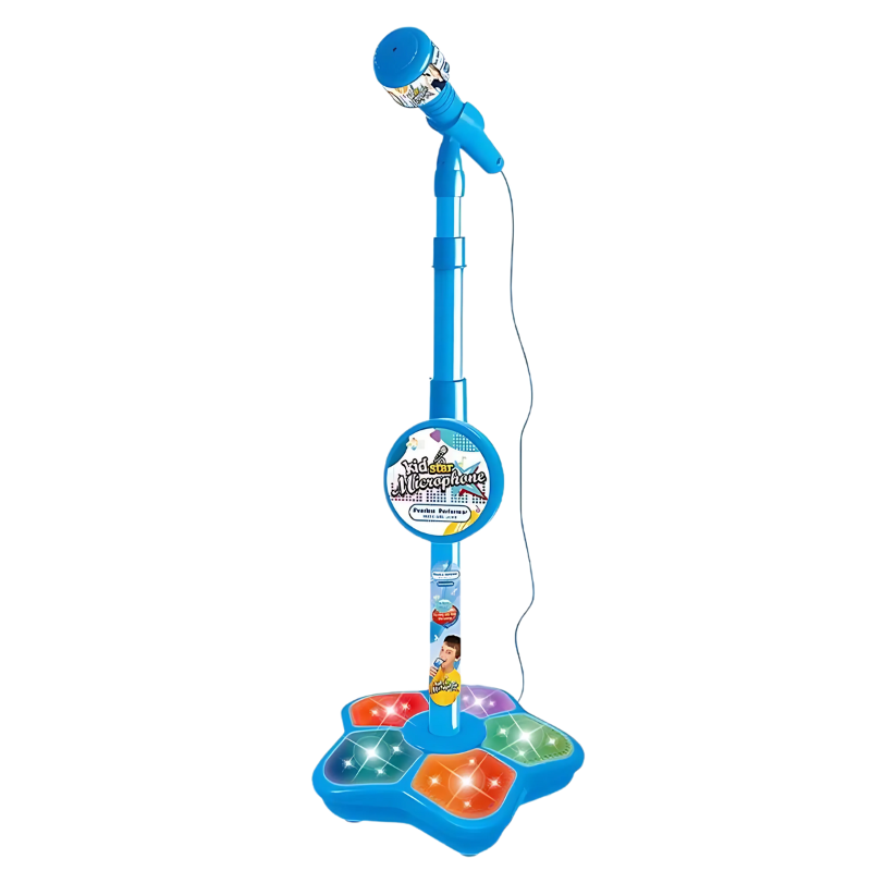 Height-Adjustable Karaoke Microphone with Illuminated Base Lights