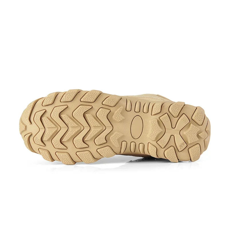 High hiking boot with ankle support and deep lug sole pattern