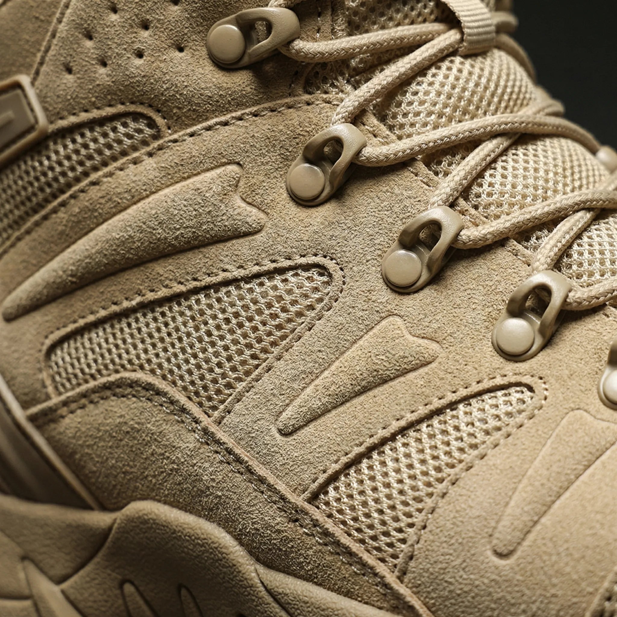 High hiking boot with ankle support and deep lug sole pattern