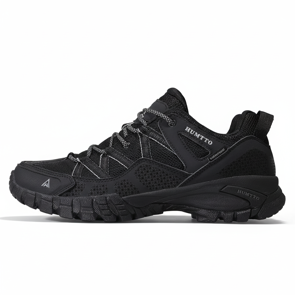 Men's hiking shoes with cushioned insole and deep tread sole for grip