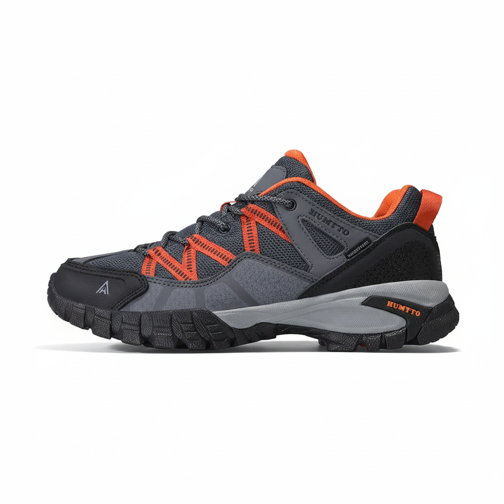 Men's hiking shoes with cushioned insole and deep tread sole for grip