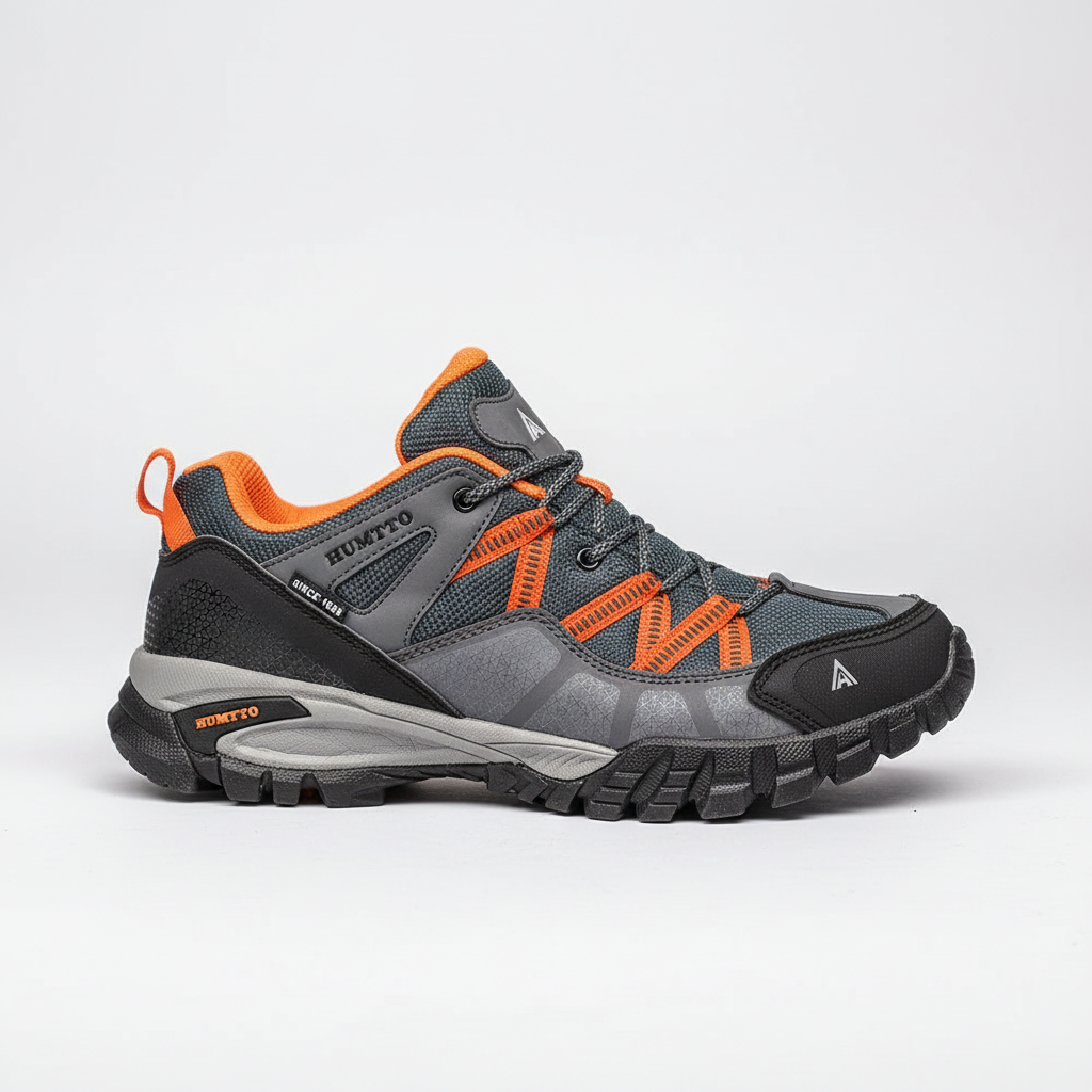 Men's hiking shoes with cushioned insole and deep tread sole for grip