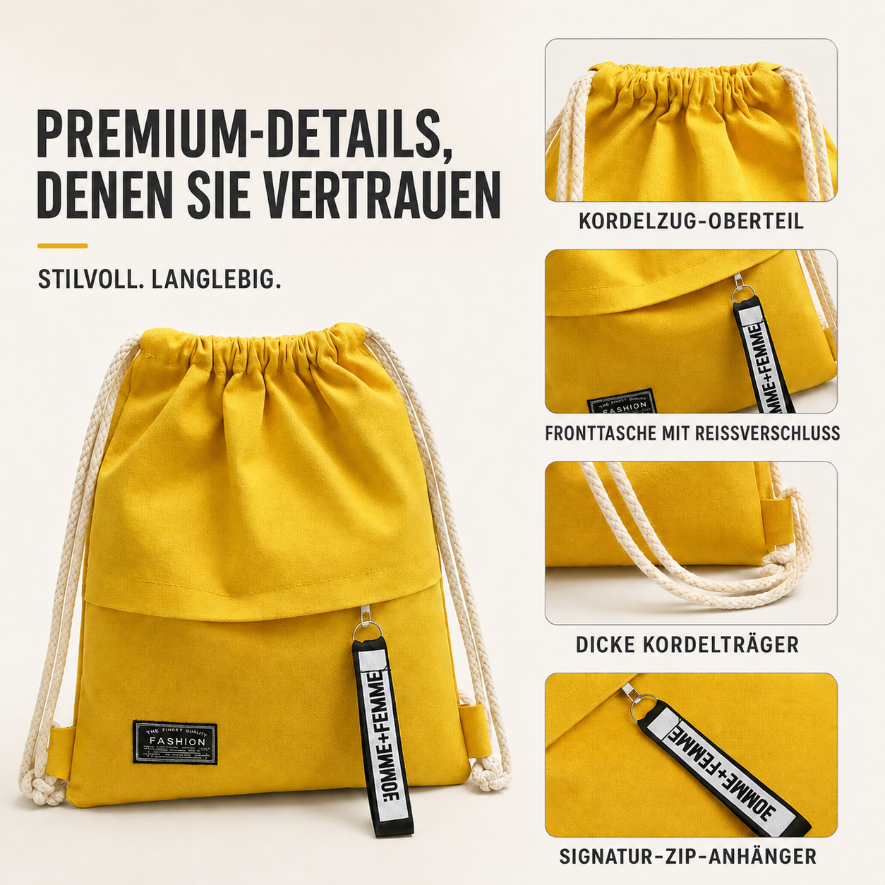 Celrien | Linenovo Soft Linen Drawstring Backpack