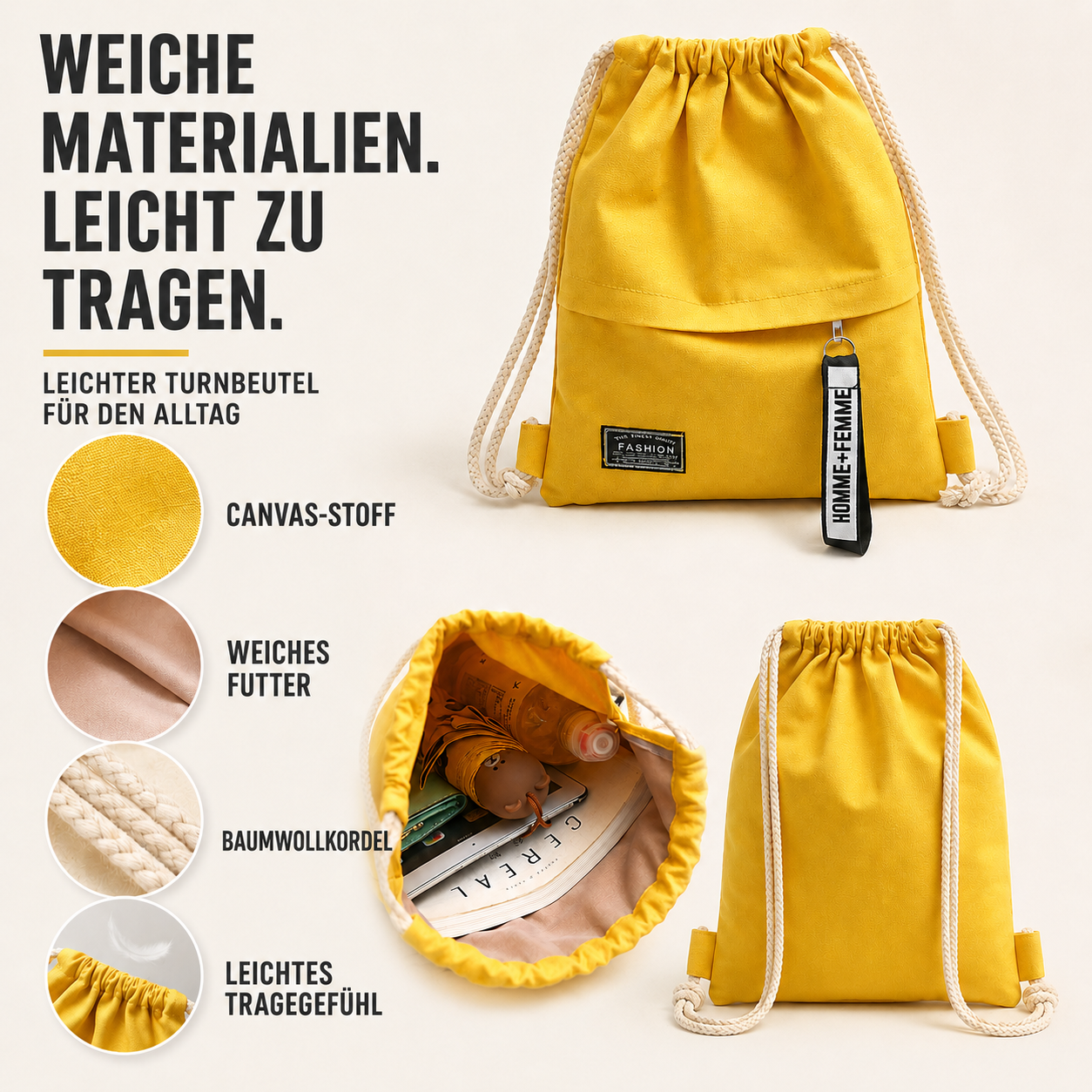 Celrien | Linenovo Soft Linen Drawstring Backpack