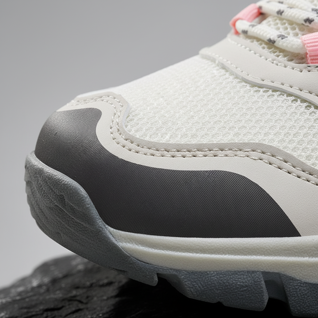 Women's waterproof hiking shoe with ankle support and tread pattern