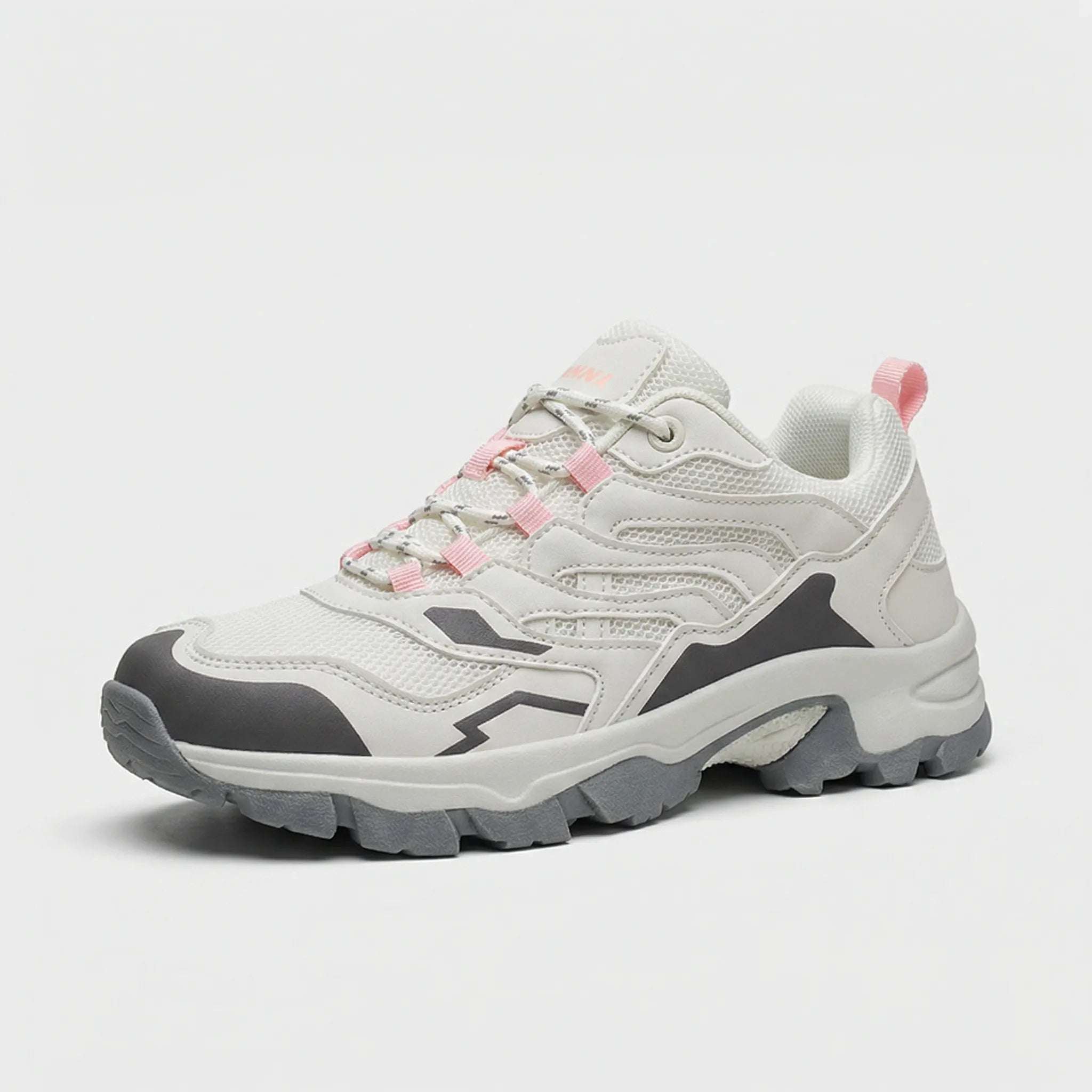 Women's waterproof hiking shoe with ankle support and tread pattern