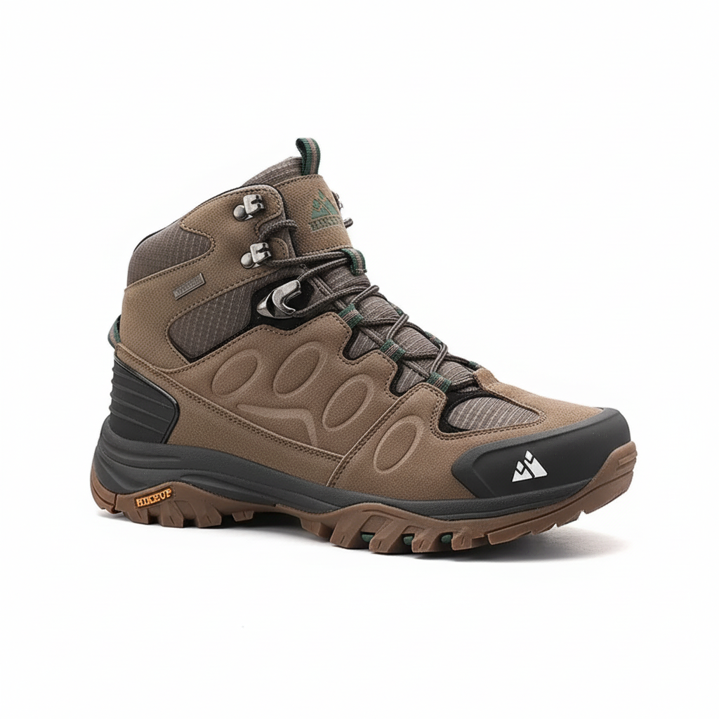 Men's high hiking boot with laced closure and deep tread sole