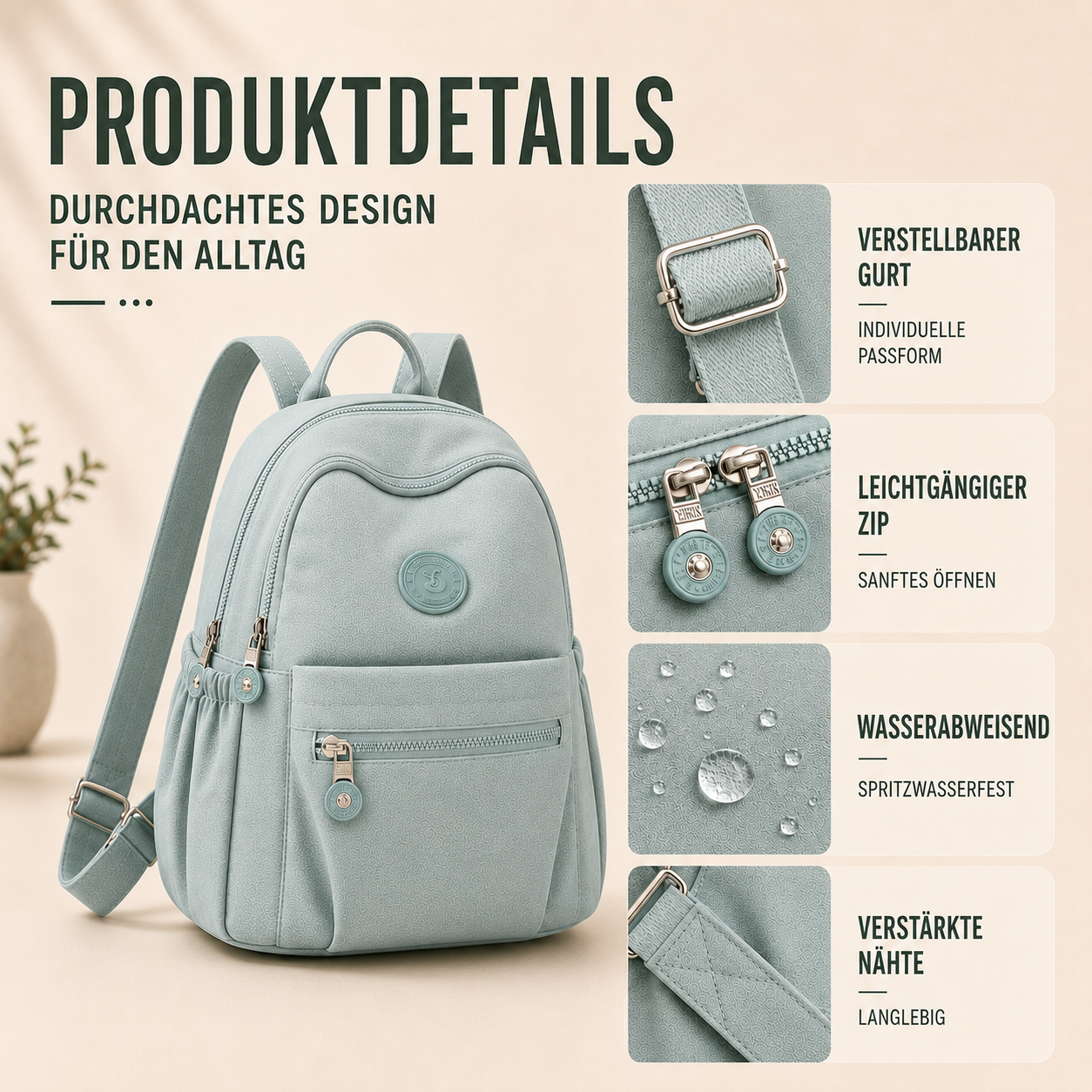 Celrien | Vellora Compact Nylon Mini Backpack