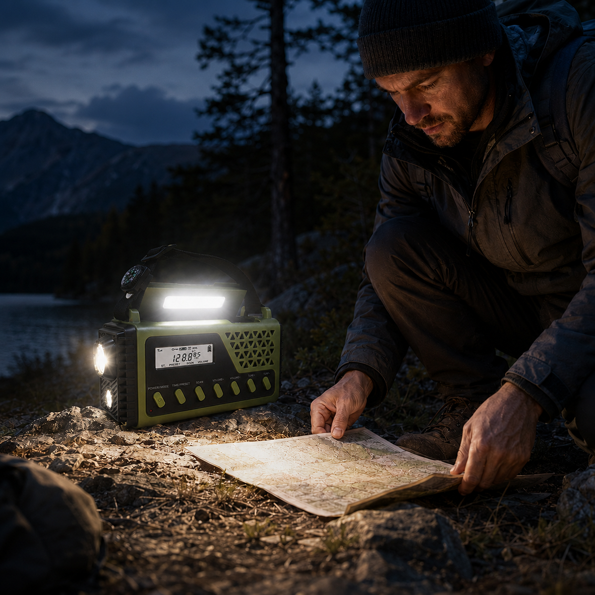 Campsite Audio and Lighting Radio with Bluetooth Speaker