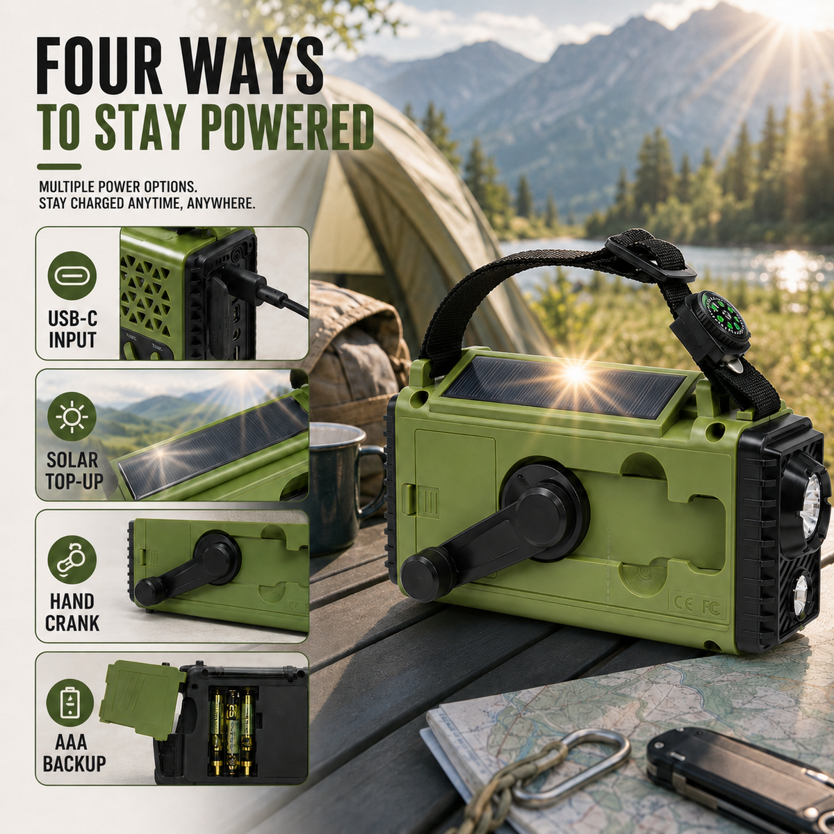 Campsite Audio and Lighting Radio with Bluetooth Speaker