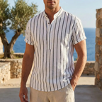 Celrien | Men’s Linen Summer Shirt Short Sleeve Breathable Casual Fit
