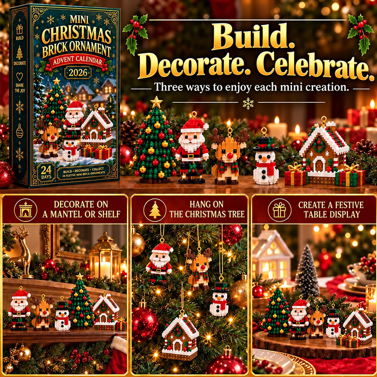 Celrien | 24-Day Mini Christmas Decoration Advent Calendar | 24 Unique Festive Building Sets with Hanging Loops