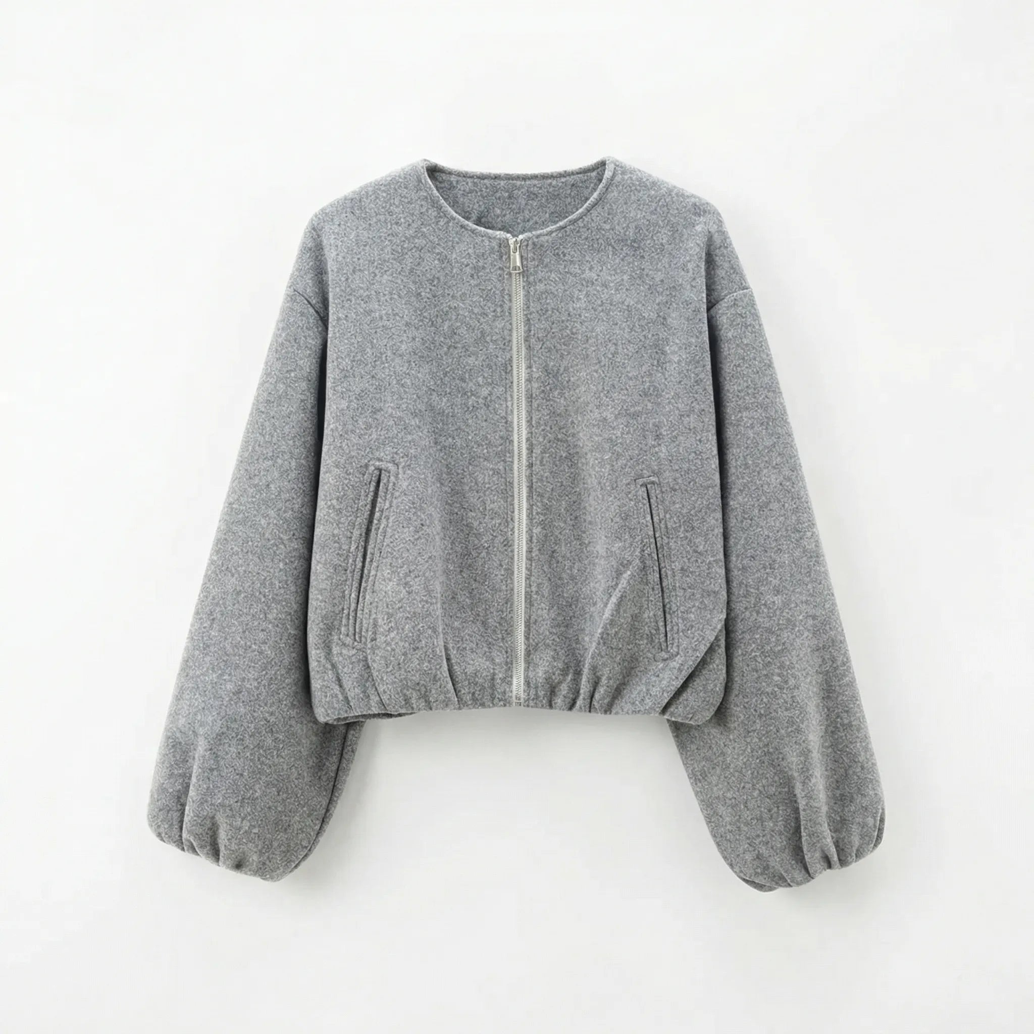 Celrien | Cropped Zip-Front Bomber Jacket