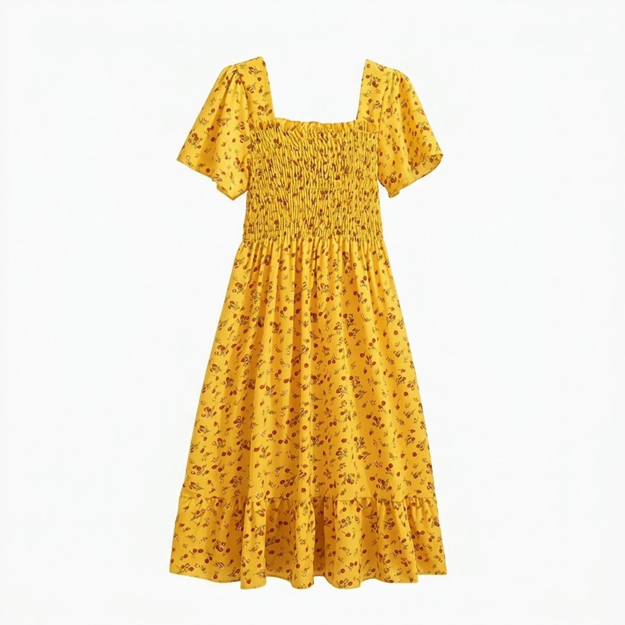 Celrien | Floral Smocked Knee-Length Dress
