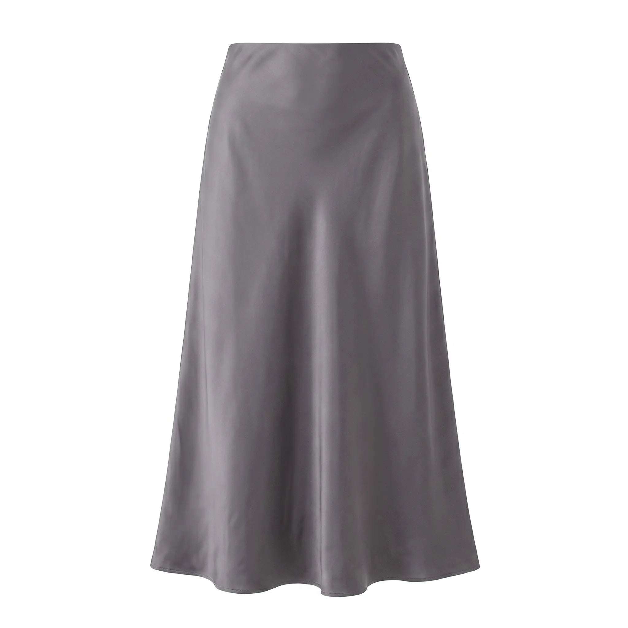 Celrien | High-Waist Satin Midi Skirt