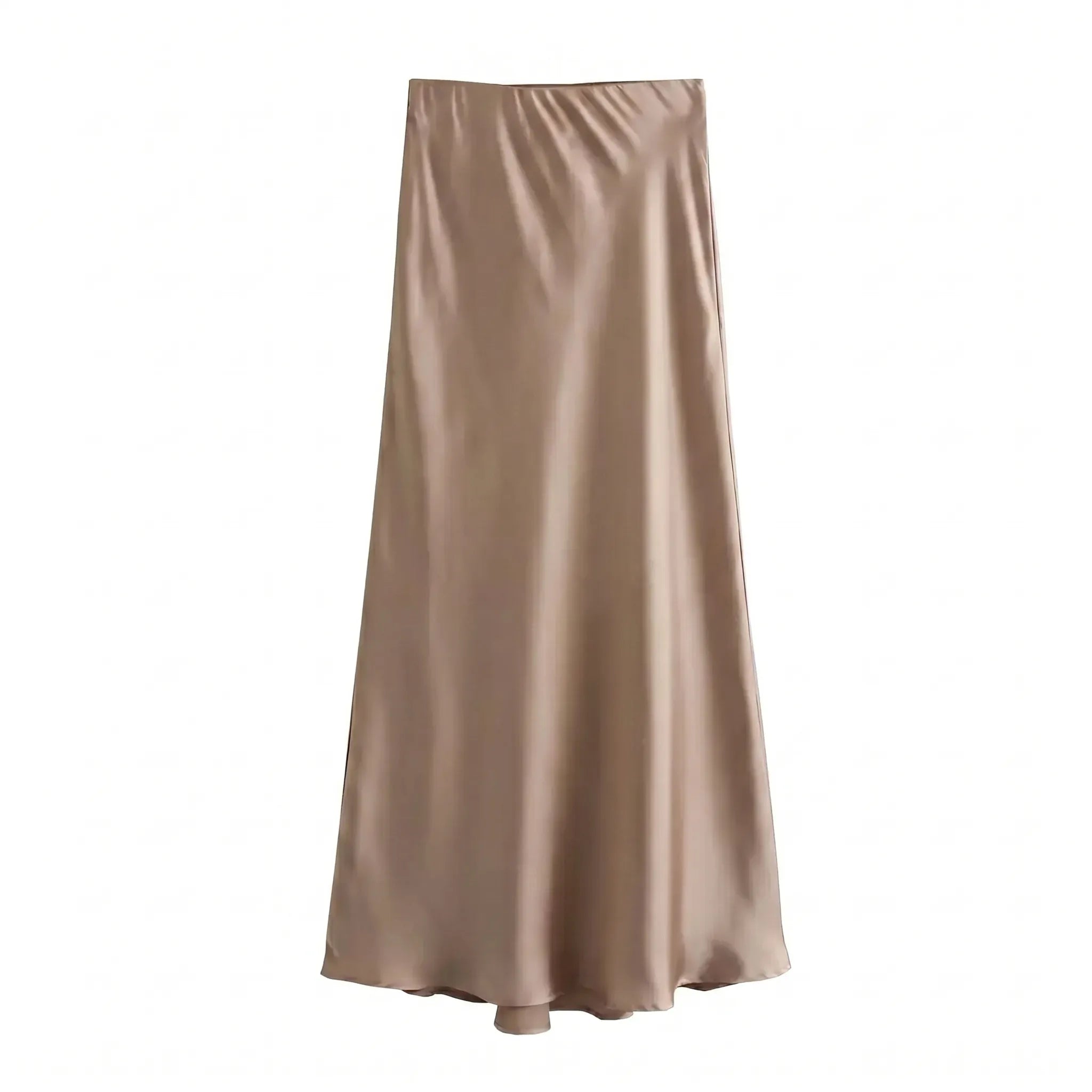 Celrien | High-Waist Satin Midi Skirt