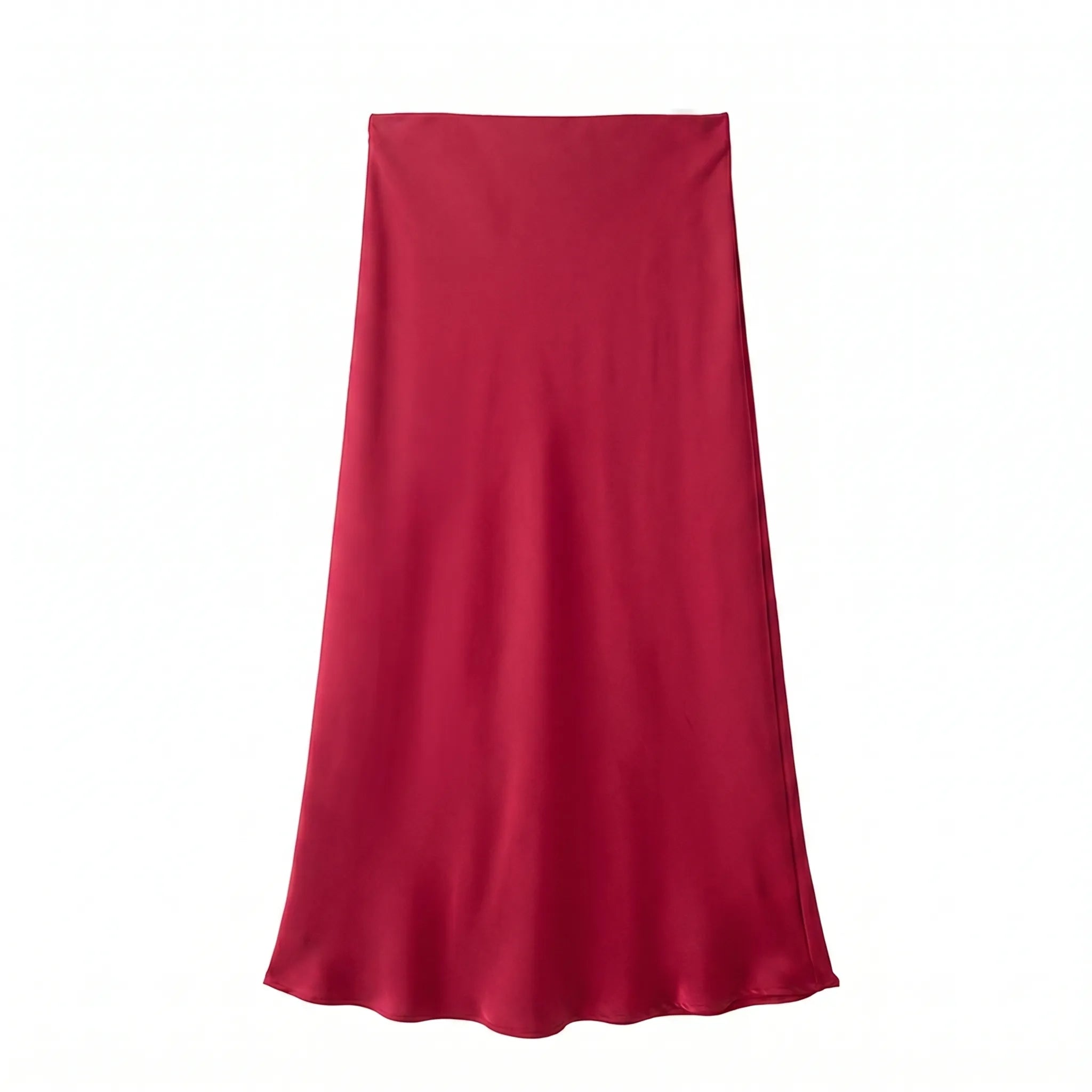 Celrien | High-Waist Satin Midi Skirt