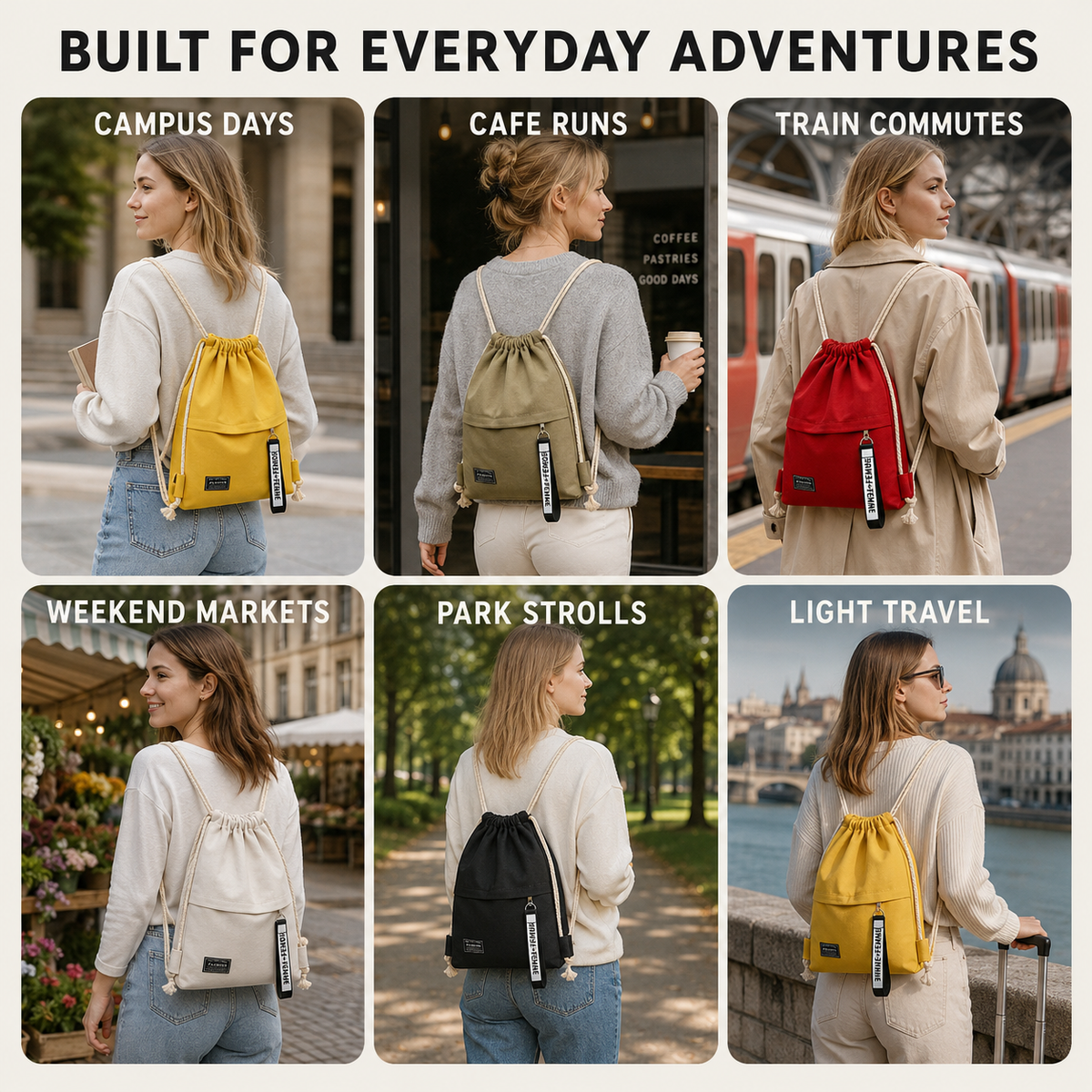 Celrien | Linenovo Soft Linen Drawstring Backpack