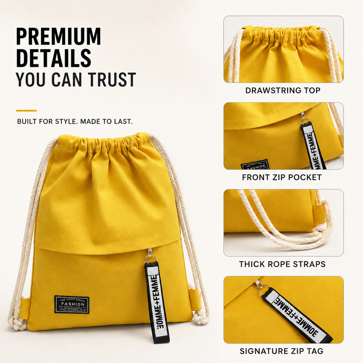 Celrien | Linenovo Soft Linen Drawstring Backpack