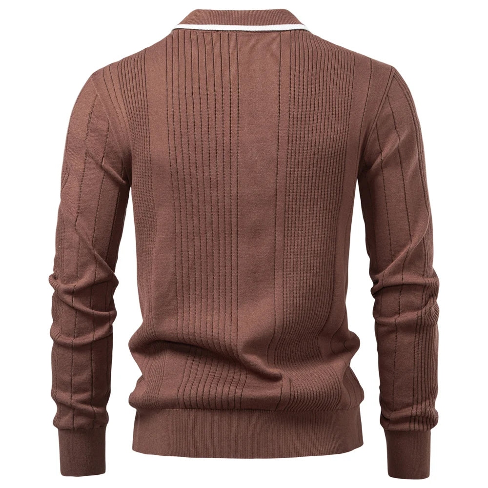 Celrien | Long Sleeve Knit Polo Shirt