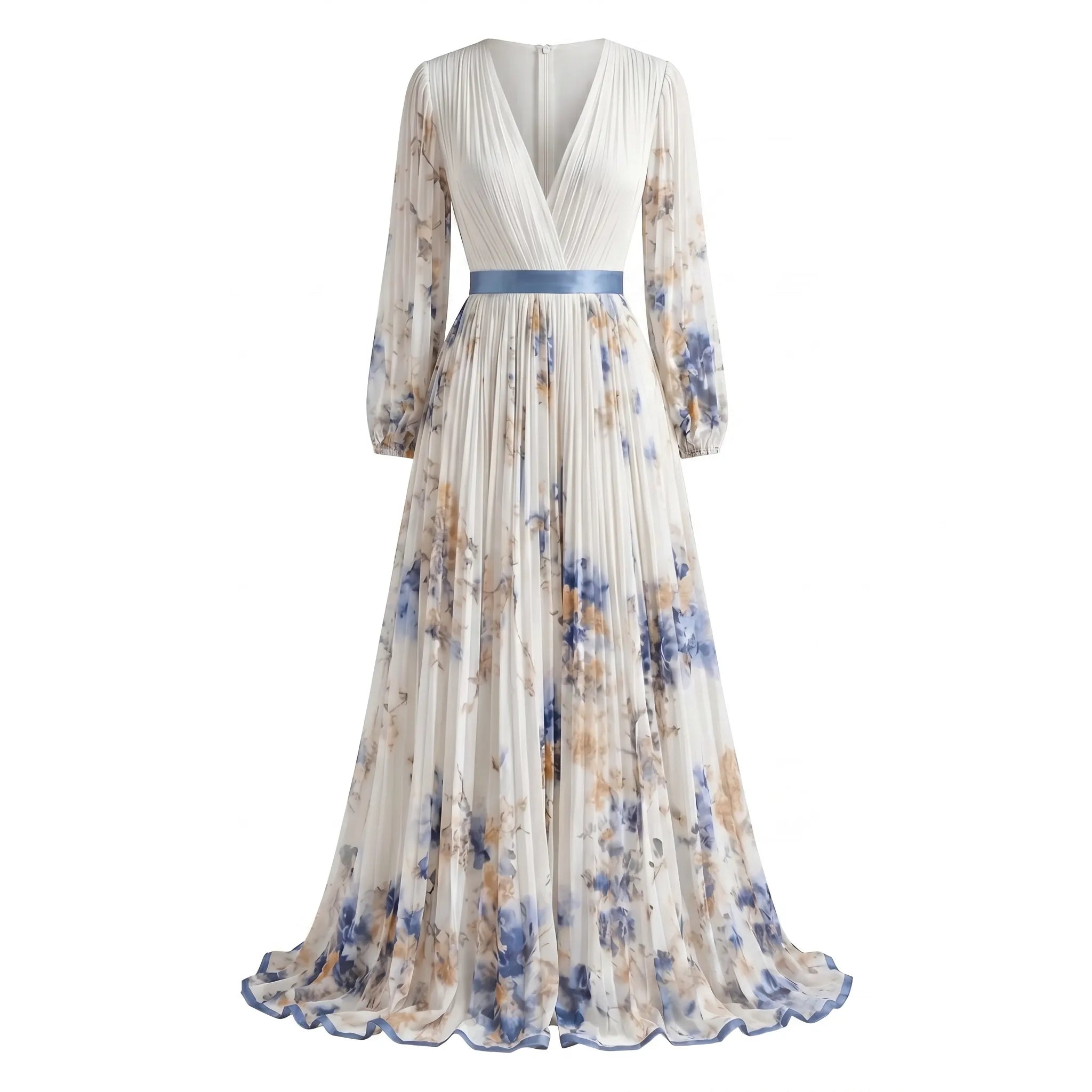 Celrien | Long Sleeve Pleated Maxi Dress