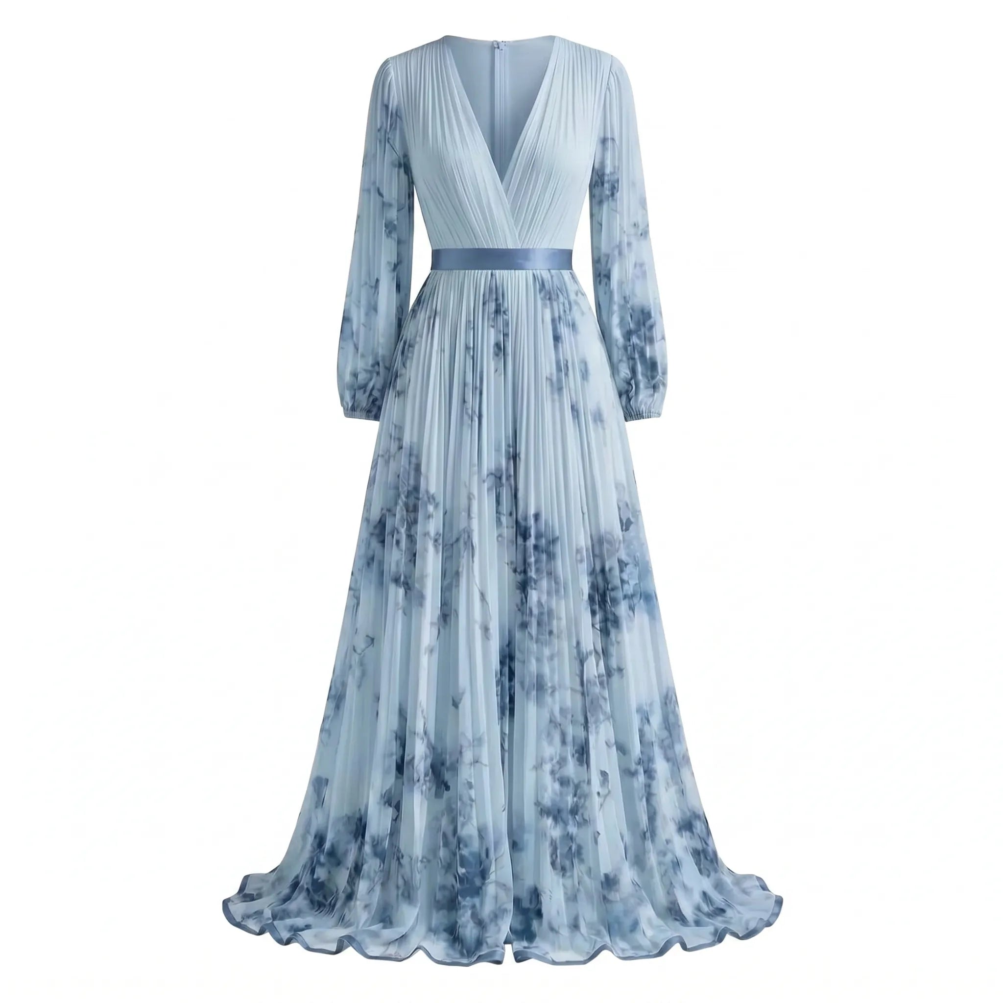 Celrien | Long Sleeve Pleated Maxi Dress