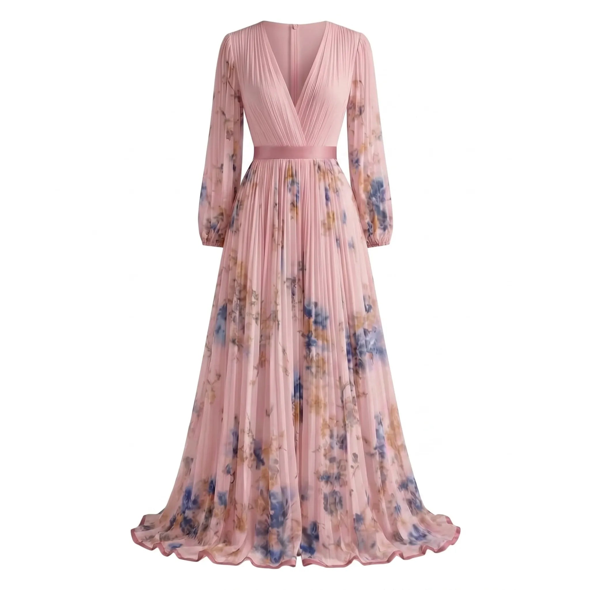 Celrien | Long Sleeve Pleated Maxi Dress