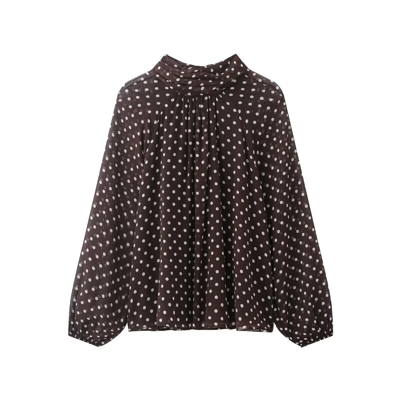 Celrien | Polka Dot Long Sleeve Bow Blouse