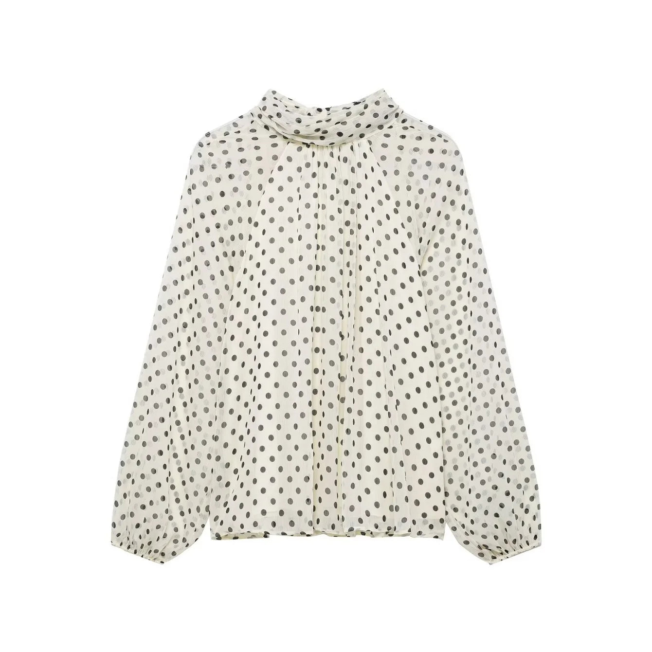 Celrien | Polka Dot Long Sleeve Bow Blouse
