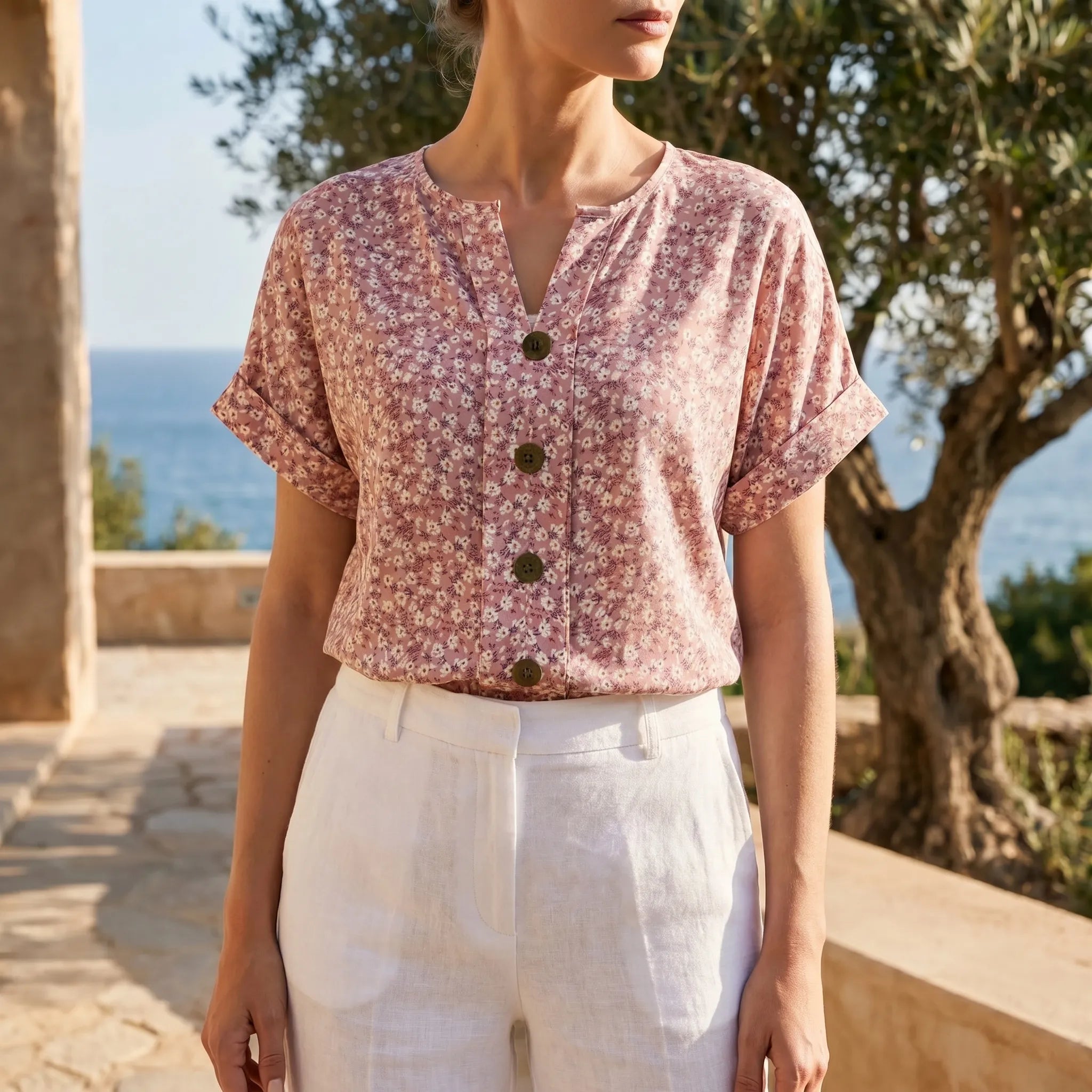 Celrien | Short Sleeve Floral Blouse