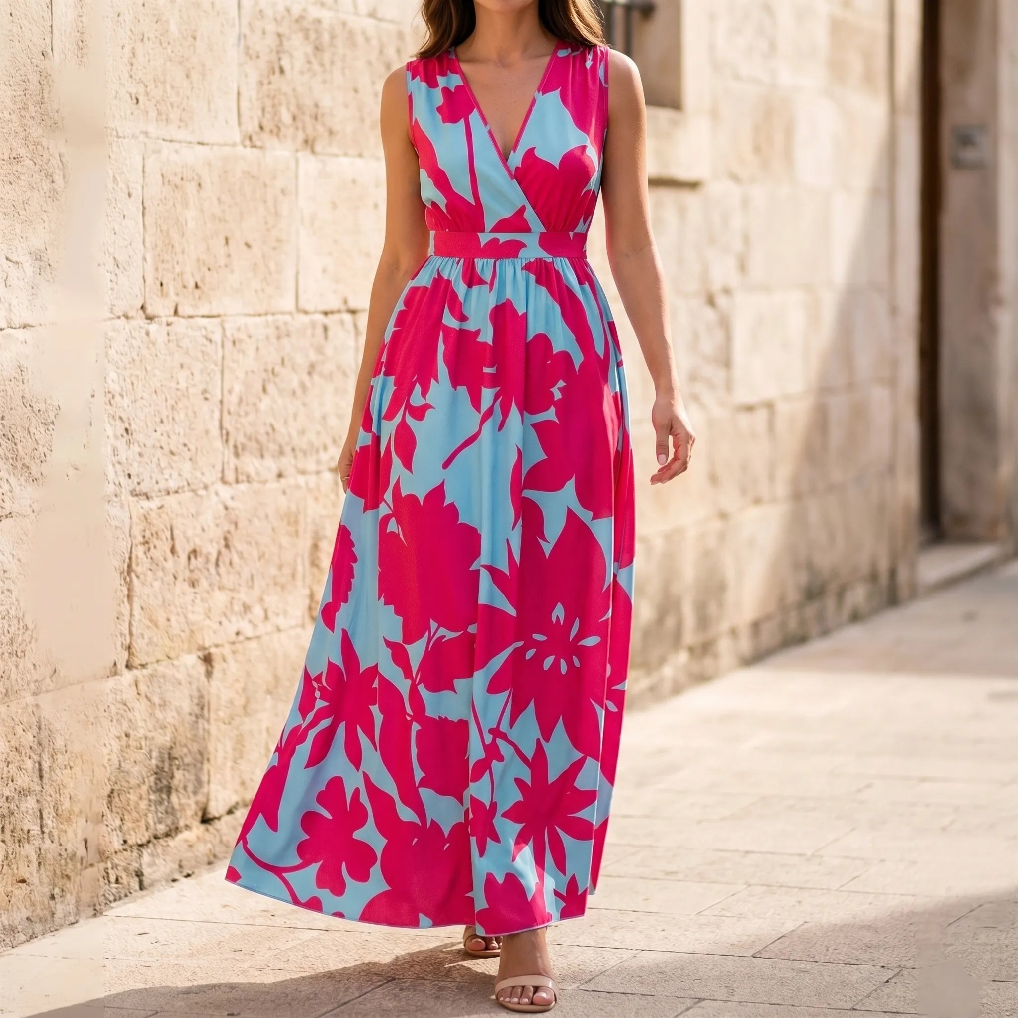 Celrien | Sleeveless Floral Maxi Dress