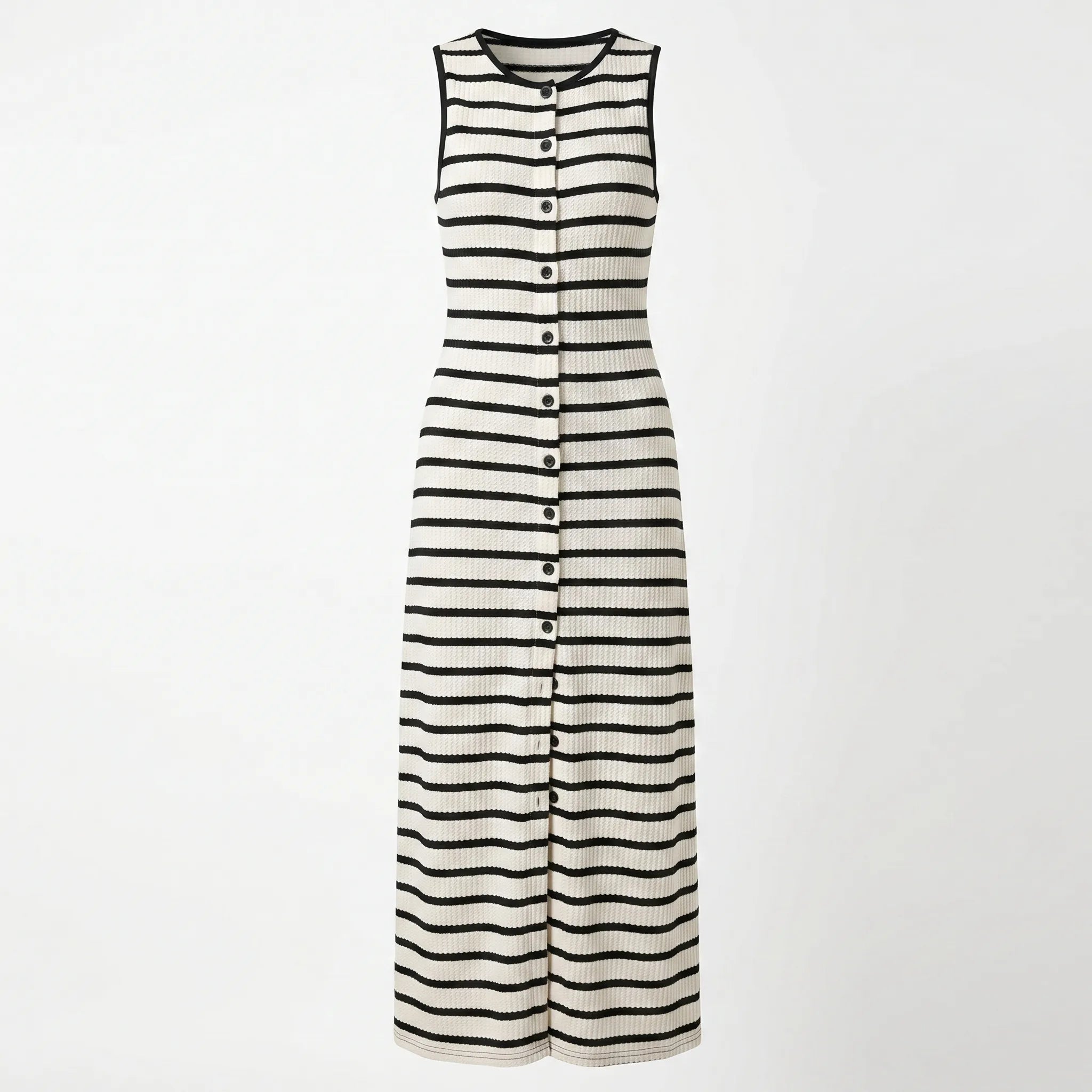 Celrien | Sleeveless Striped Button-Up Maxi Dress