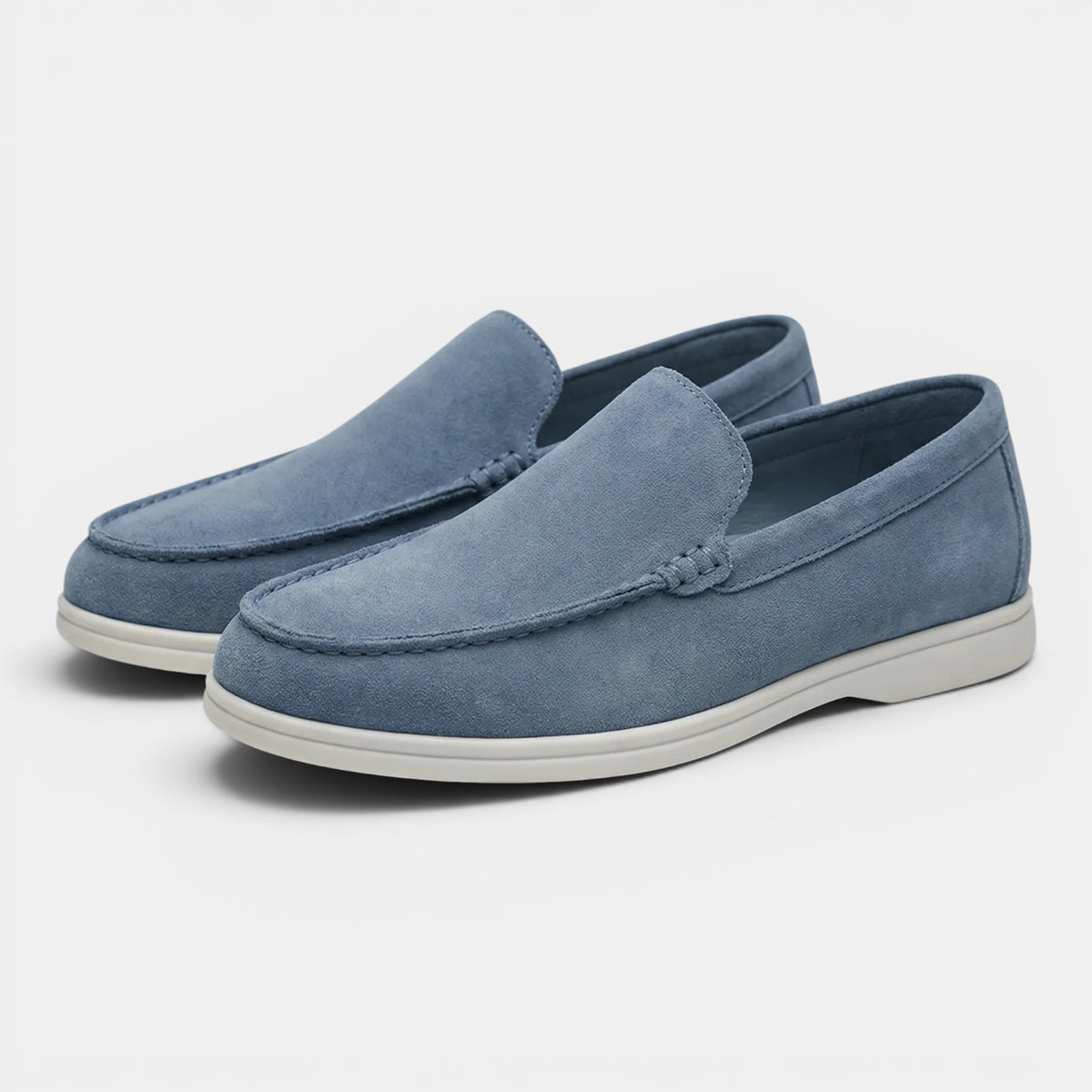 Men\'s Blue/ Gray Suede Slip-On Loafers - Casual Comfort / Gently Worn Blue Slip On Shoes | Men main image 3