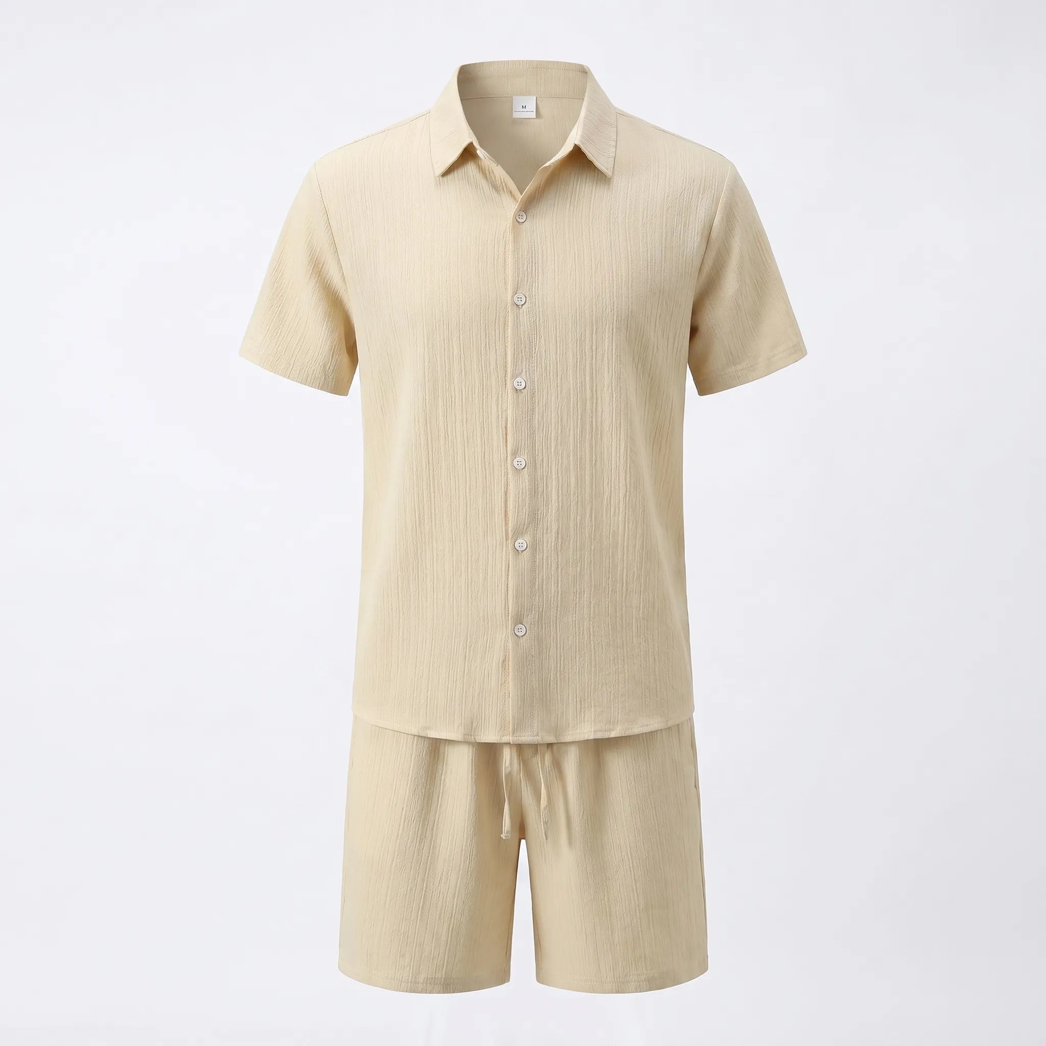 Celrien | Solid-Color Short Sleeve Shirt And Shorts Set