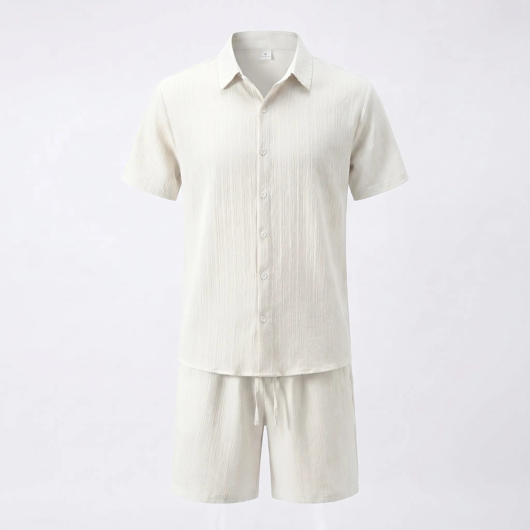 Celrien | Solid-Color Short Sleeve Shirt And Shorts Set