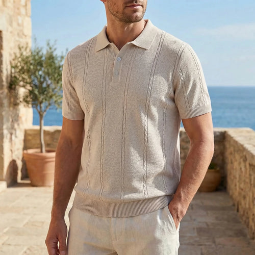 Celrien | Striped Knit Short Sleeve Polo