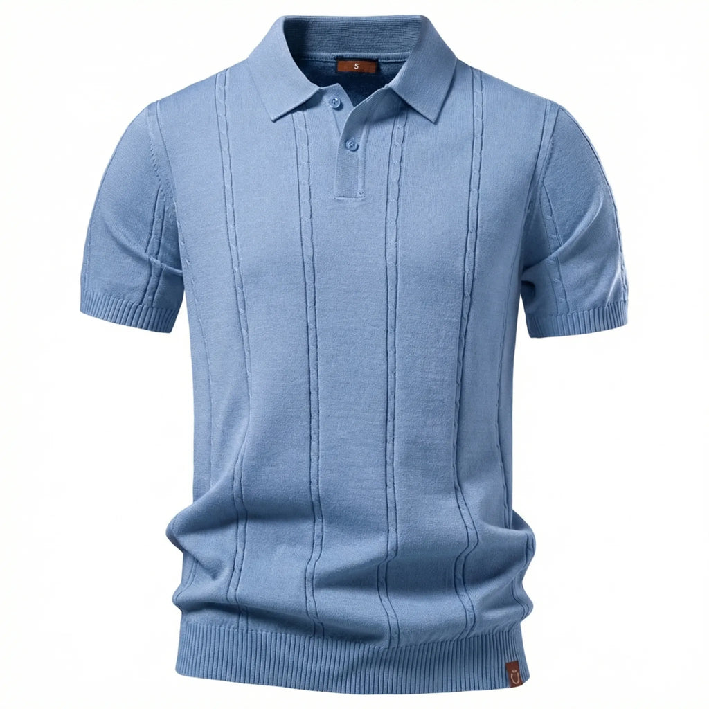 Celrien | Striped Knit Short Sleeve Polo