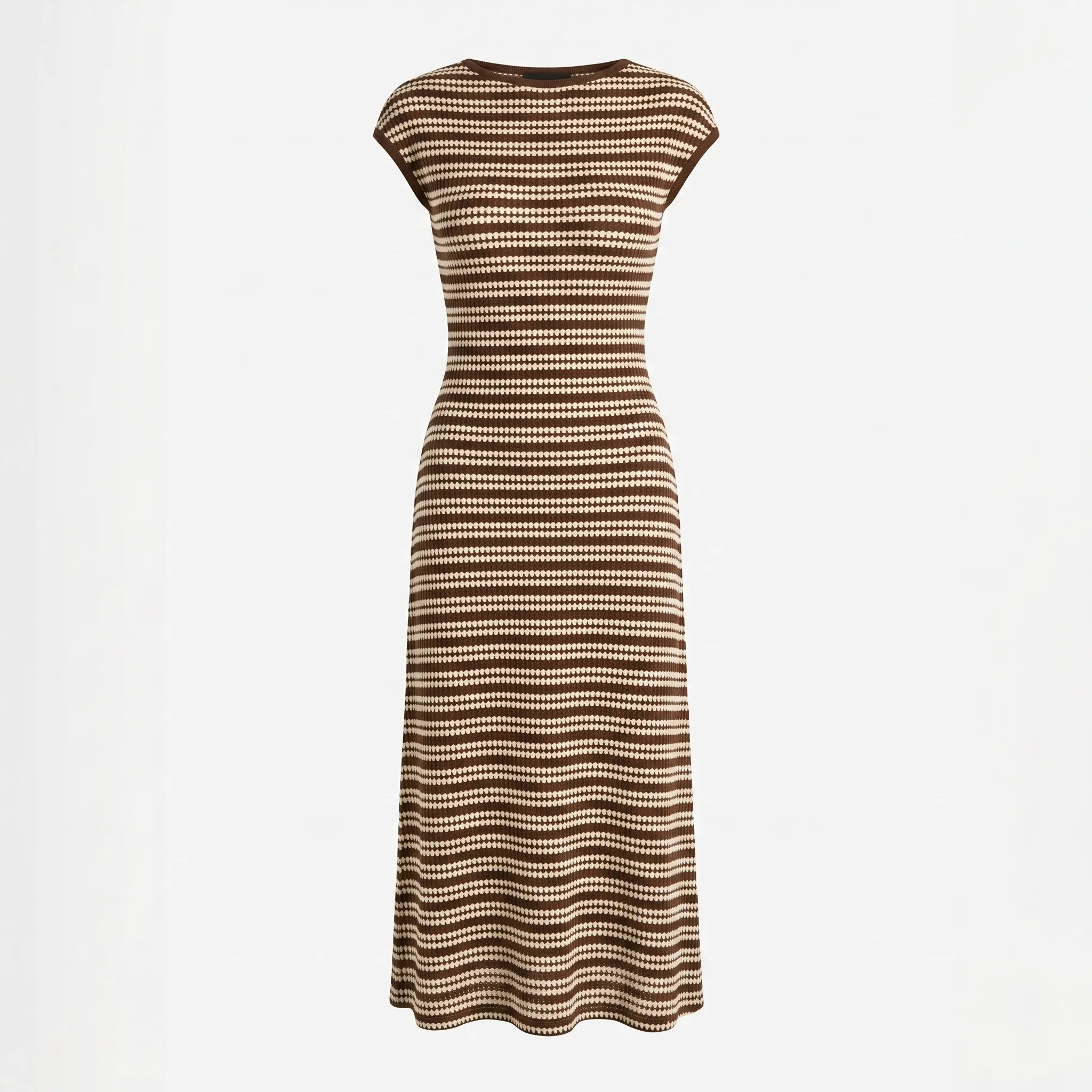 Celrien | Striped Round Neck Midi Dress